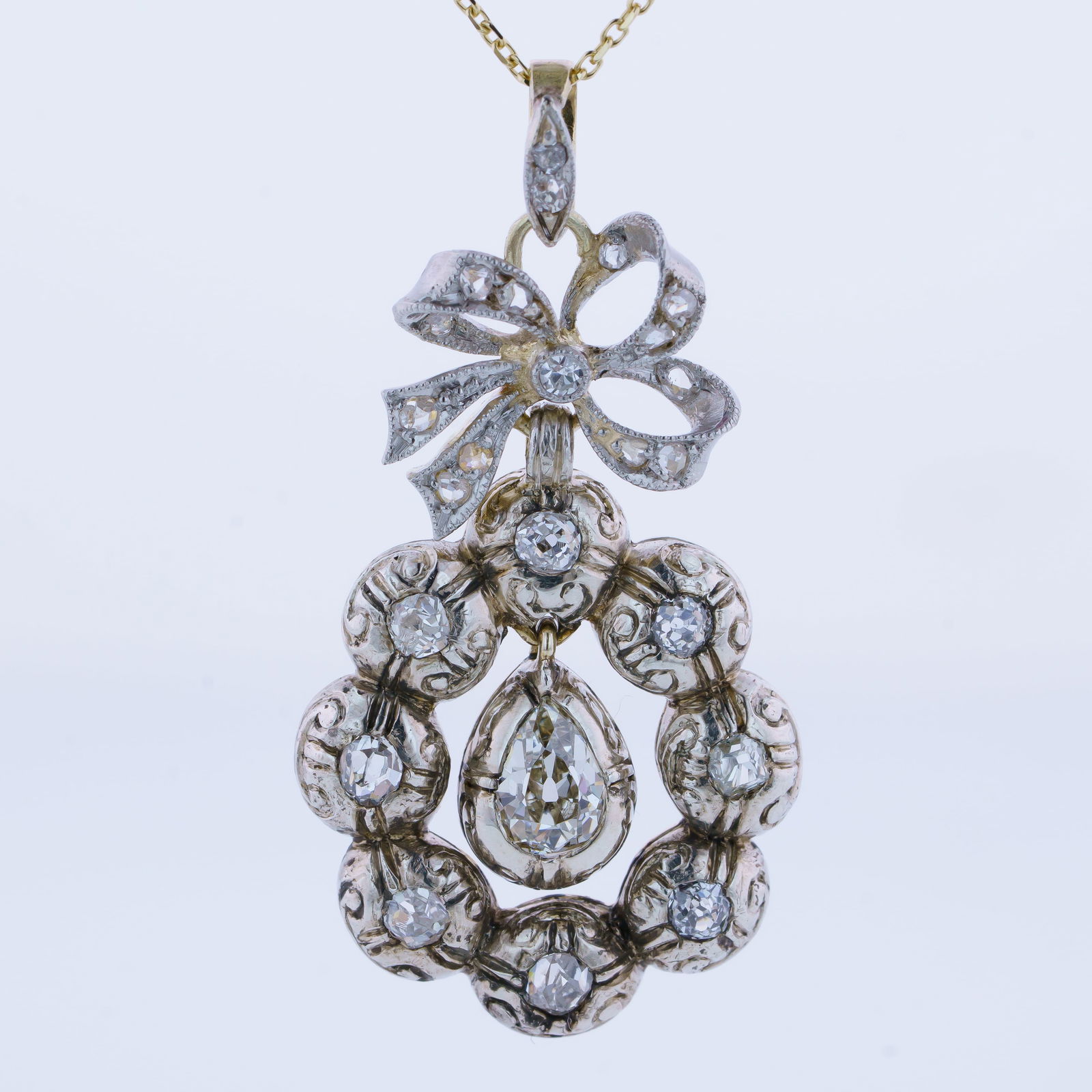 Victorian Era Estate 0.66ctw Natural Diamond 14k Gold Drop Pendant (1 of 6)