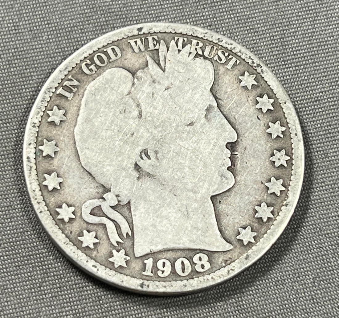 1908 Barber Half Dollar, 90% Silver (1 of 2)