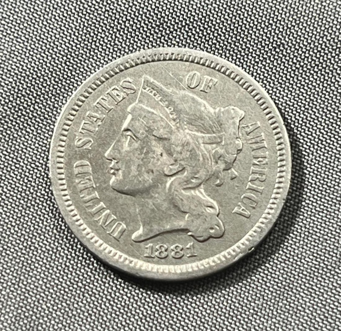 1881 US 3 Cent Nickel (1 of 2)