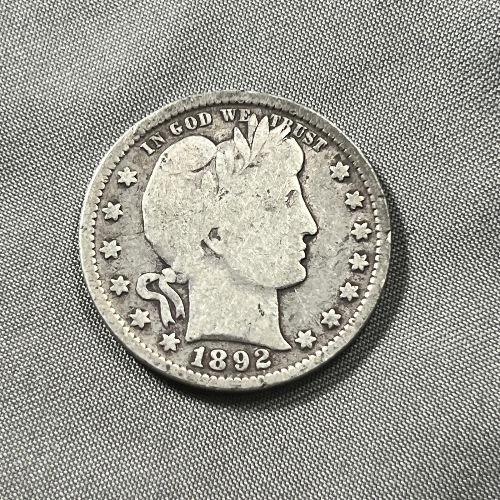 1892 Barber Quarter Dollar, 90% Silver (1 of 2)