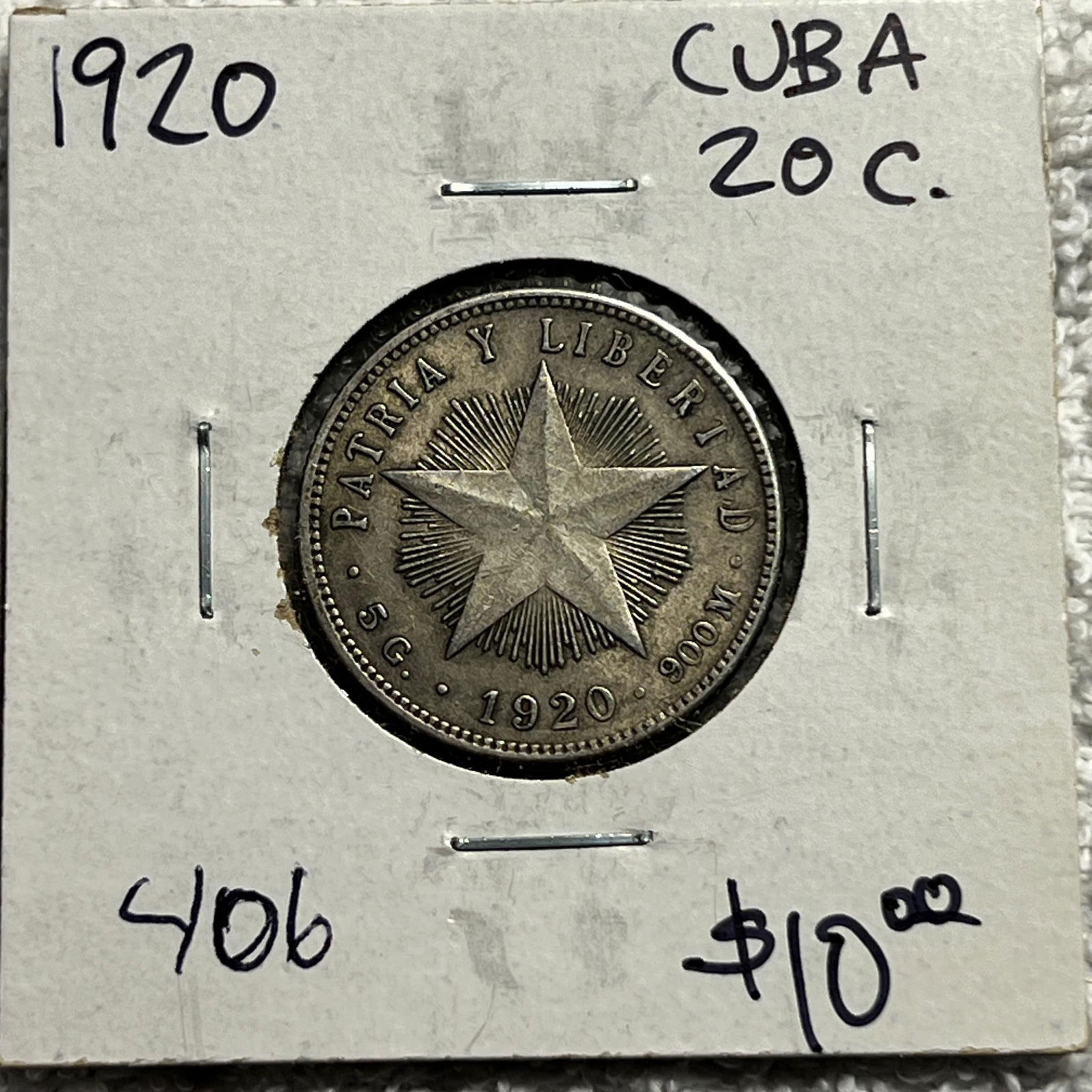 1920 Cuba 20 Cents Viente Centavos SILVER COIN (1 of 2)
