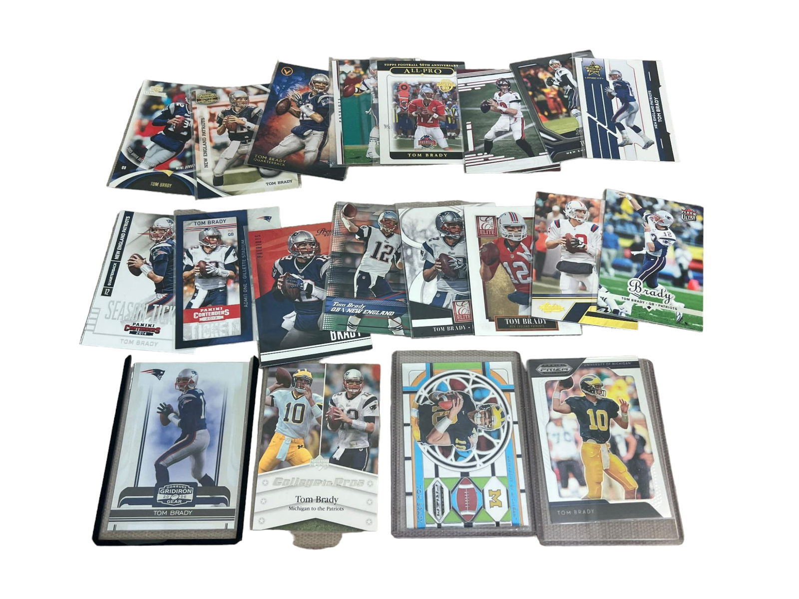 Tom Brady 20 card lot NFL Football Patriots Michigan (1 of 6)