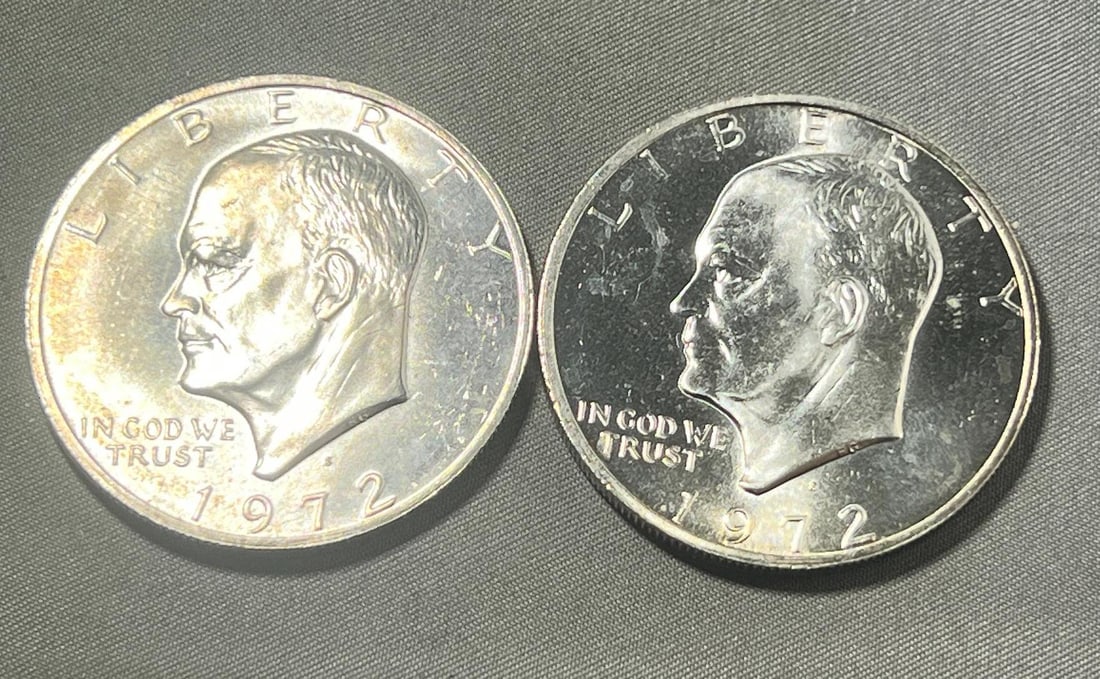 2- 1972-S 40% Silver Eisenhower Dollar coins (1 of 2)