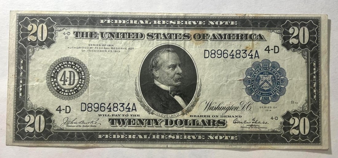 LARGE SIZE 1914 $20.00 Federal Reserve Note (1 of 2)