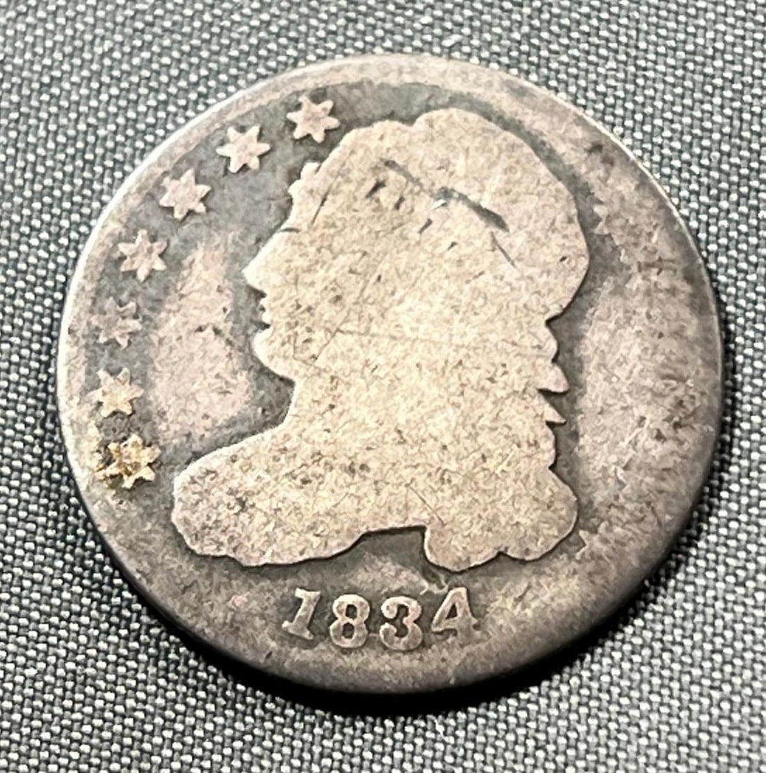 1834 Bust Dime, great type coin, 90% silver (1 of 2)