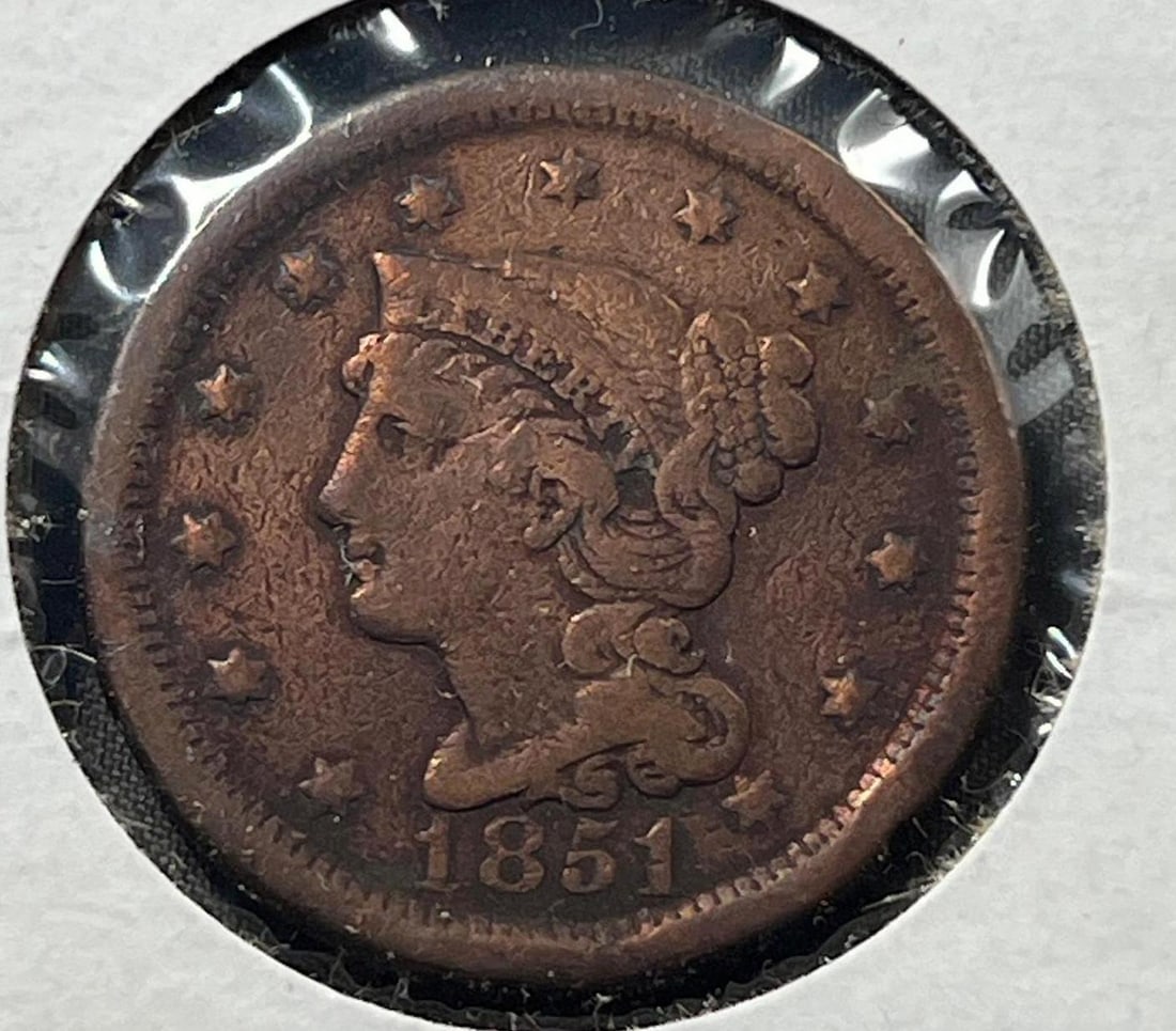 1851 Liberty Head Large cent, FULL LIBERTY (1 of 2)