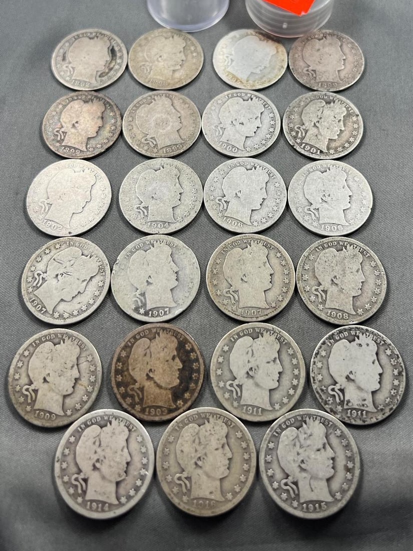 COLLECTION STARTER OF 23 BARBER QUARTERS (1 of 15)