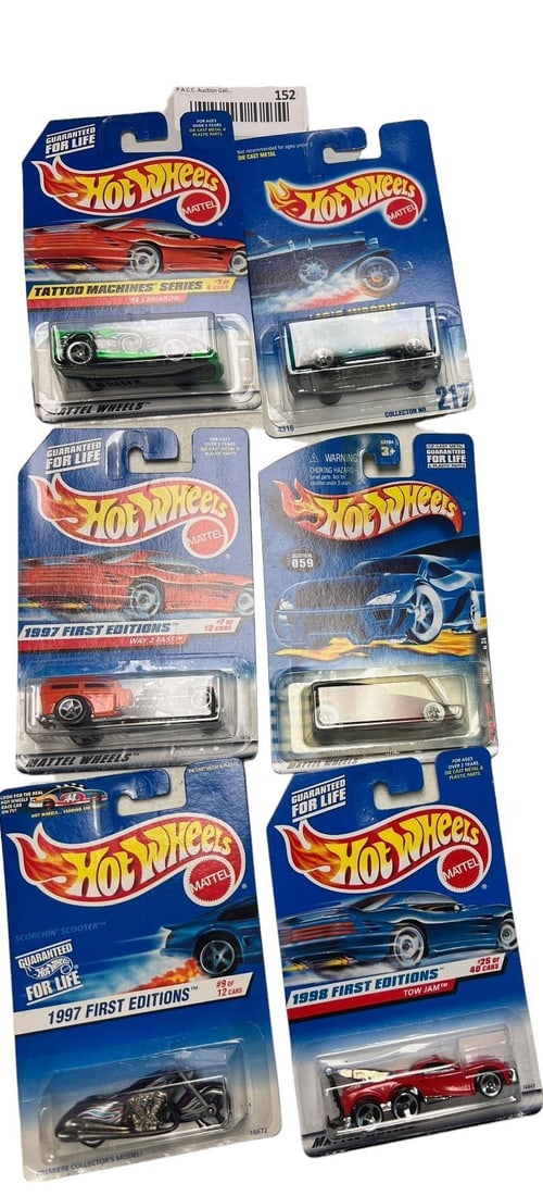 Hot Wheels 6 on card new old stock: Hot Wheels 6 on card new old stock