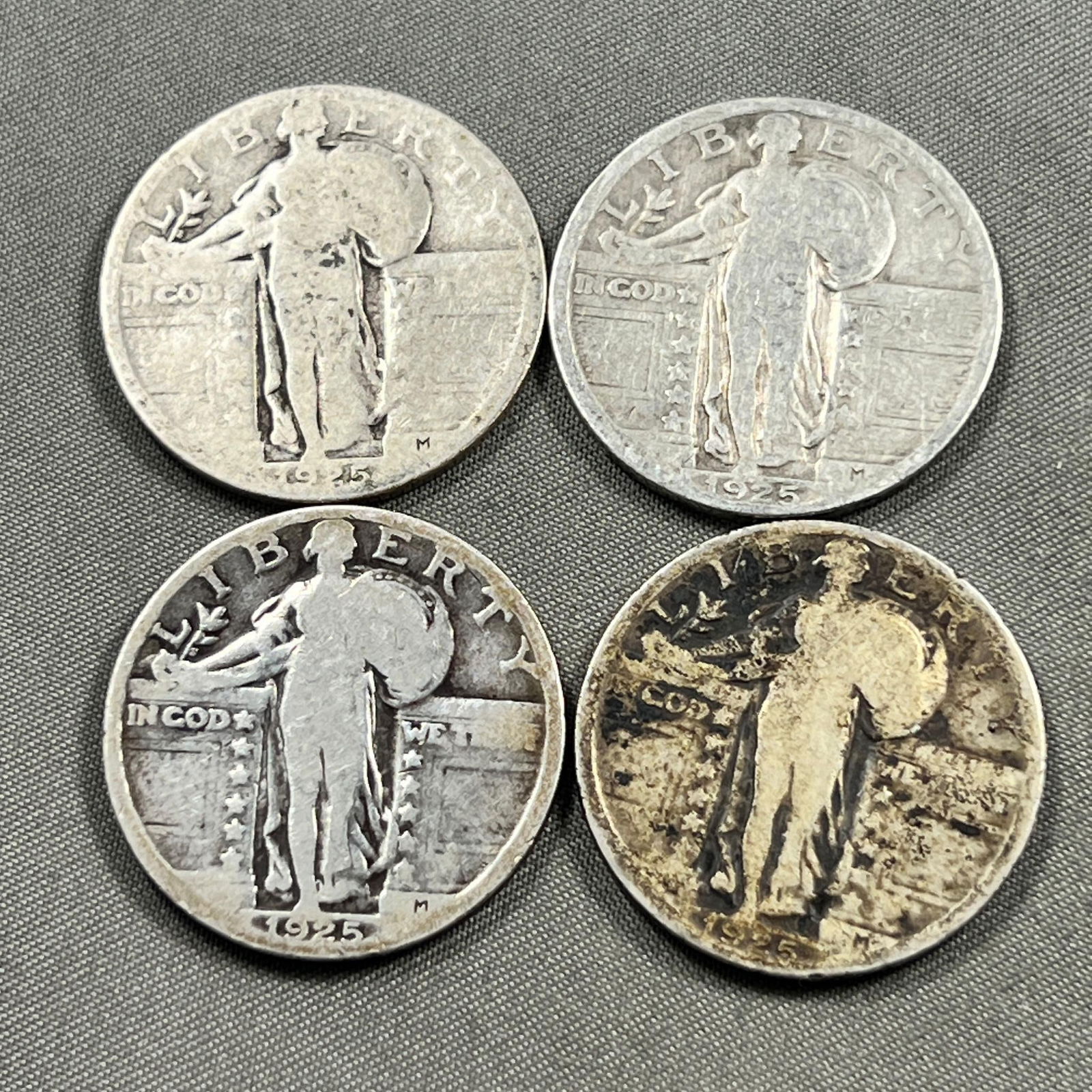4- 1925 90% Silver Standing Liberty Quarters (1 of 2)