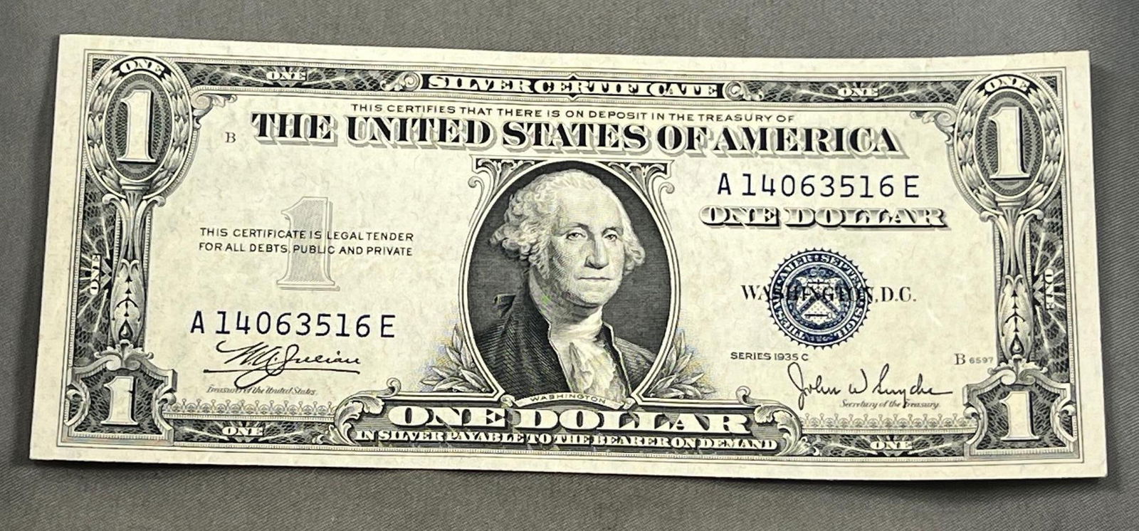 1935 C One Dollar Silver Certificate, minimal circulation (1 of 2)