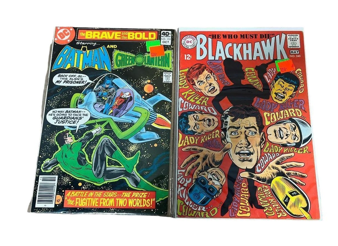Blackhawk no. 240 and Batman and Green Lantern no. 155: Please look at all photos, they are a part of the description as well. If a comic is listed in the text, but does not appear in the photos, please bring it to our attention. Do not assume we did not m