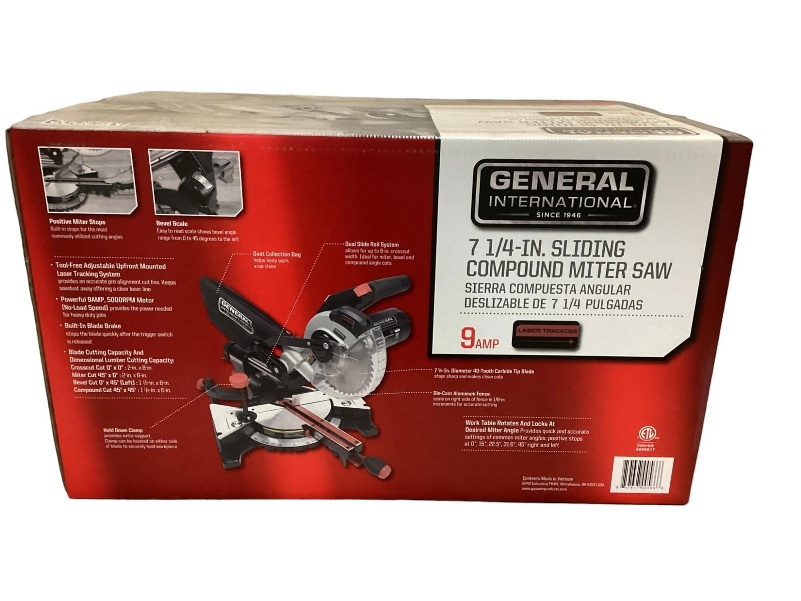 New Unused General Model MS3002- 7 1/4" Sliding Compound Miter Saw (1 of 3)