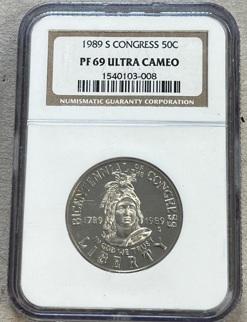 1989S Congress 50 Cent Piece, PF69 Ultra Cameo in NGC Holder: THIS ITEM IS ELIGIBLE FOR SHIPPING