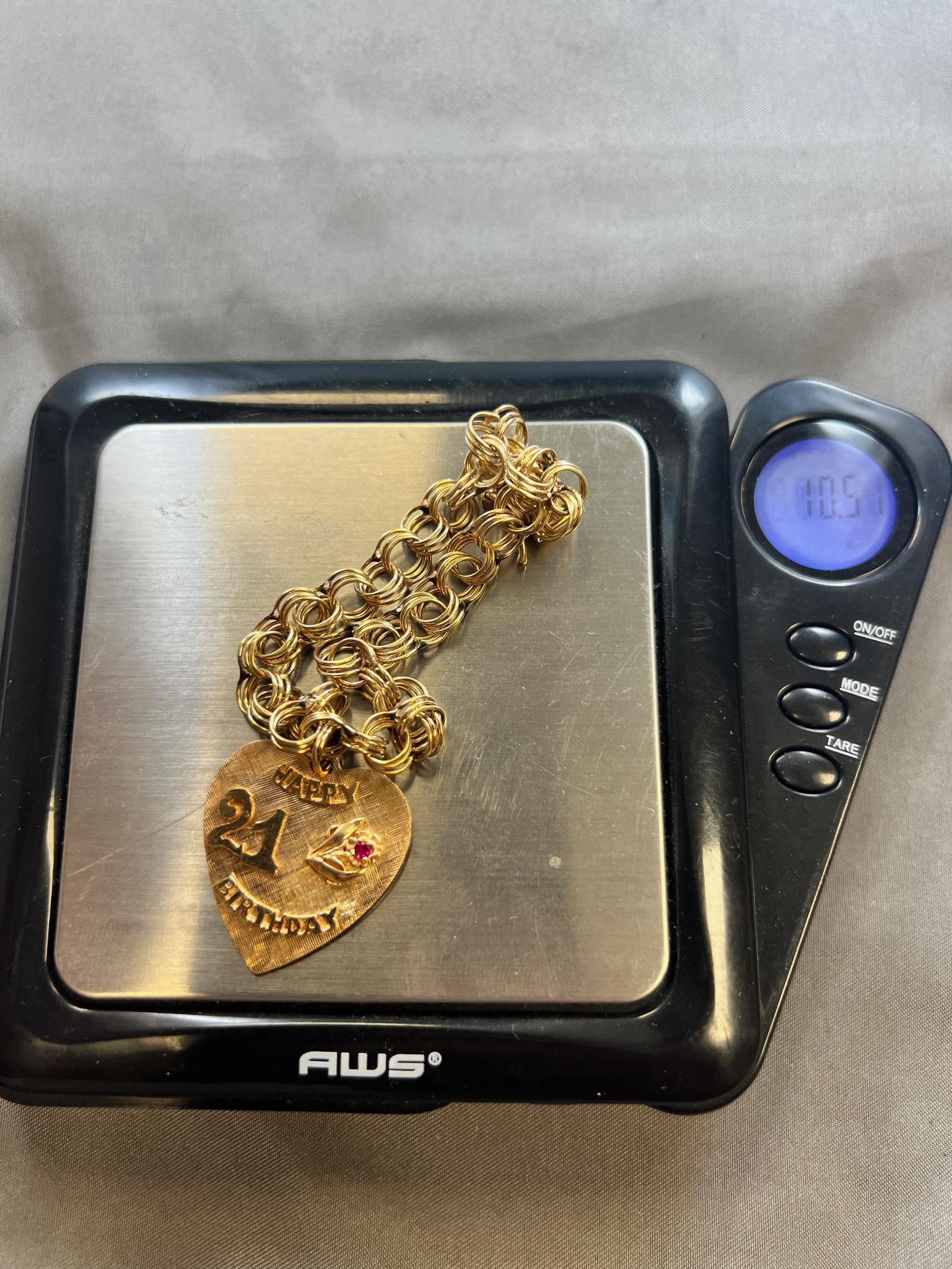 Gold Bracelet and Pendant, all stamped 14K, Over 10 grams of 14K gold, scale not included (1 of 9)