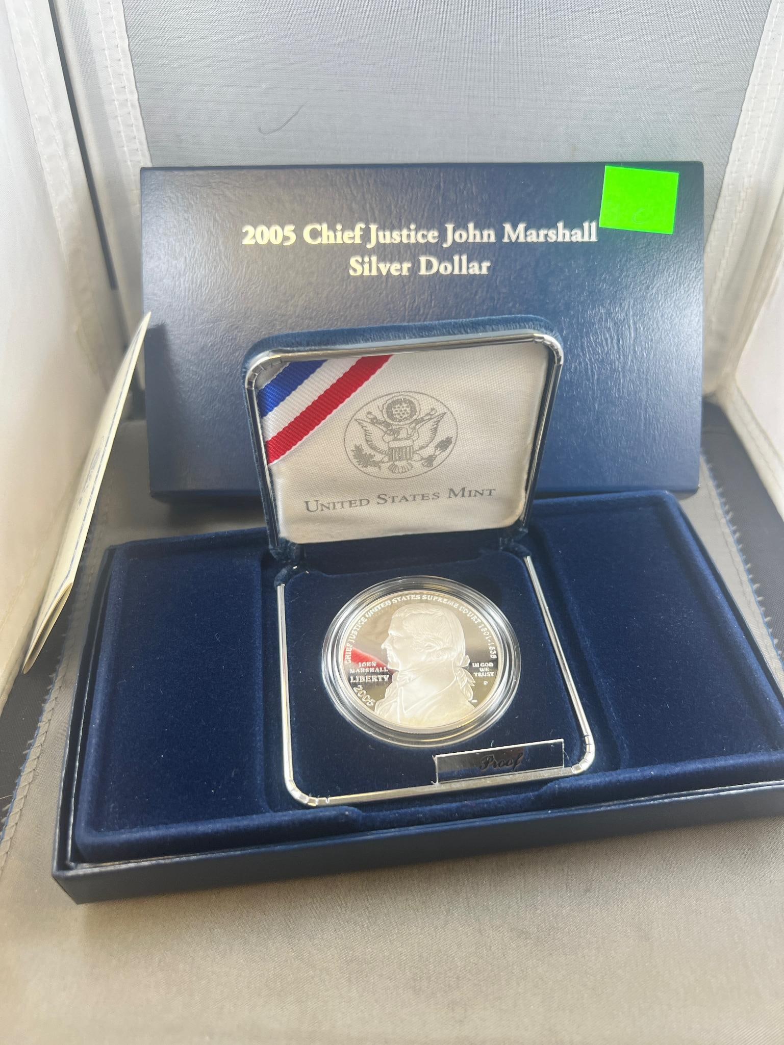 2005 Chief Justice John Marshall Commemorative Silver Dollar, 90% Silver: THIS ITEM IS ELIGIBLE FOR SHIPPING