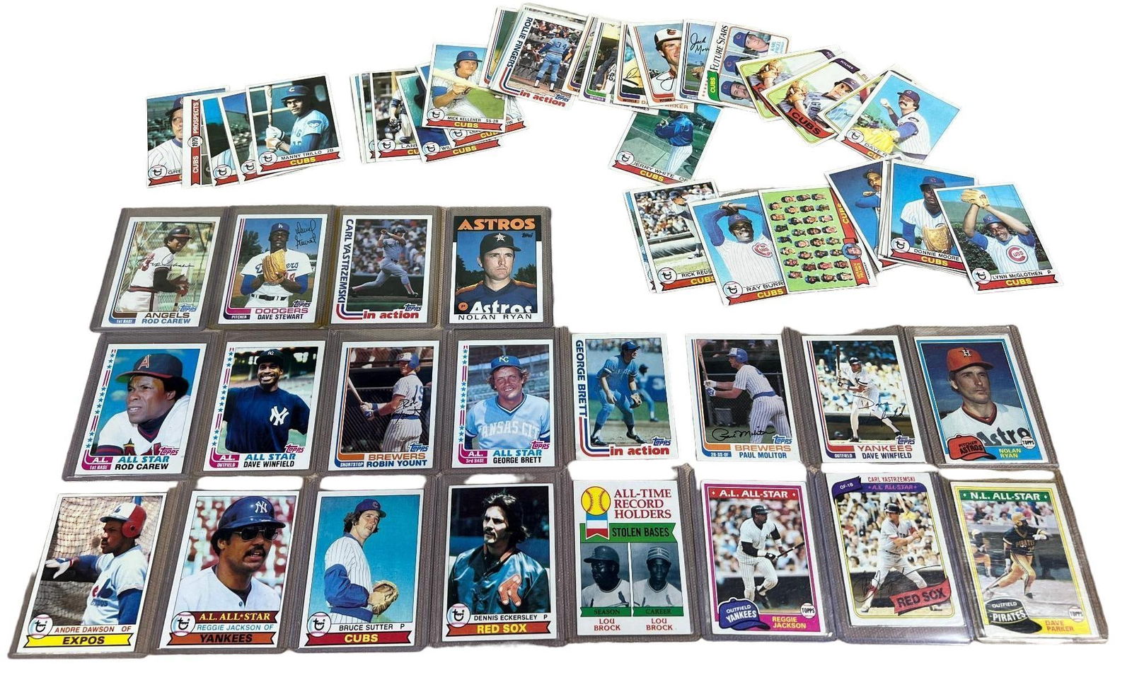 Vintage Baseball lot of 60 cards 1979 - 1982 Many Stars and Chicago Cubs. Reggie Jackson, Yaz, Ryan (1 of 12)