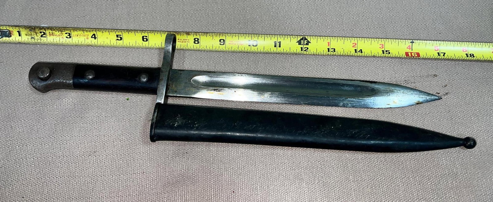 Antique Military Bayonet, approx 16 inches overall length w/ scabbard: THIS ITEM IS ELIGIBLE FOR SHIPPING