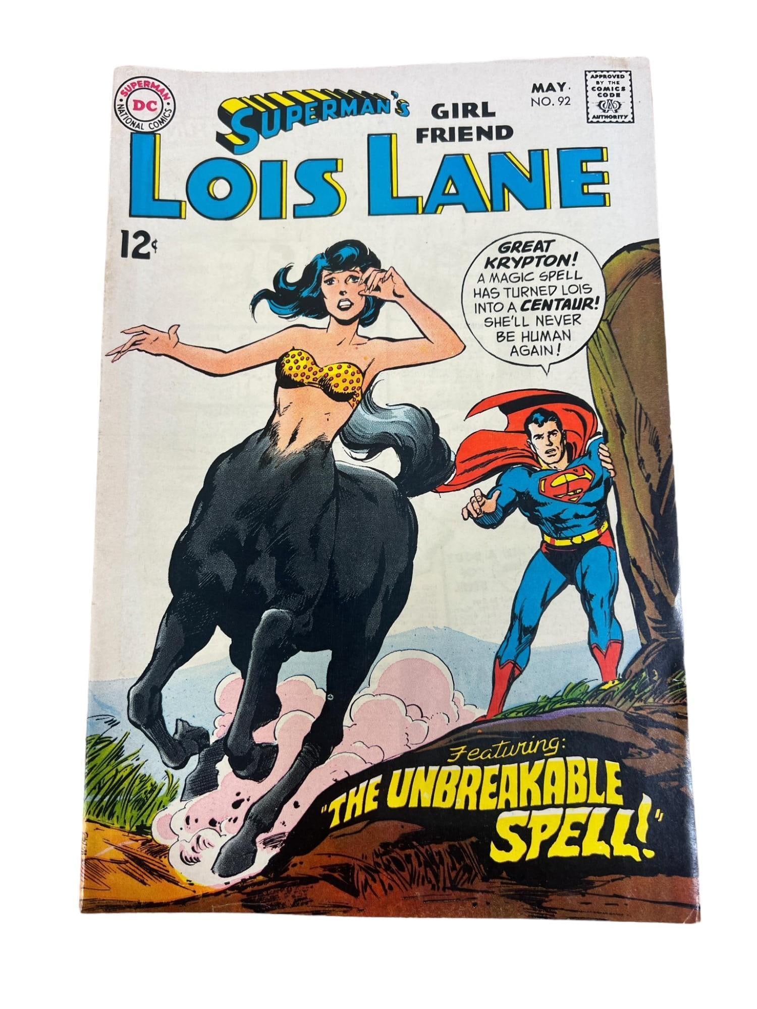 Superman's Girlfriend Lois Lane no. 92, 12 cent comic book: Please look at all photos, they are a part of the description as well. If a comic is listed in the text, but does not appear in the photos, please bring it to our attention. Do not assume we did not m