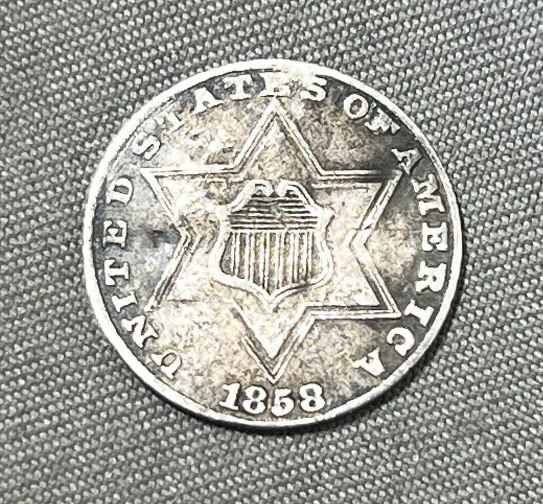 1858 3-cent Silver Coin (1 of 2)