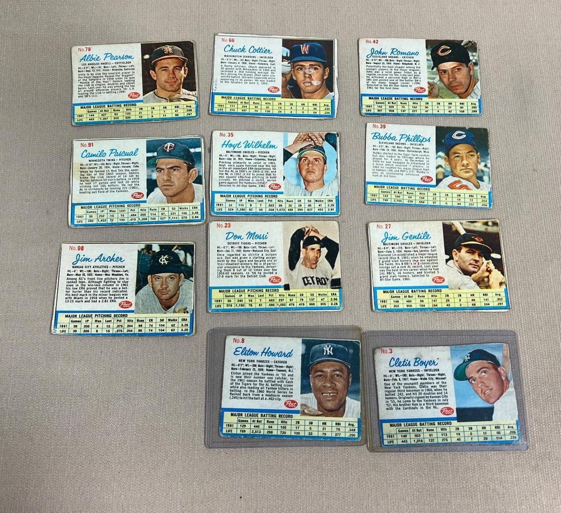 1962 Post Baseball lot of 11 Boyer Howard: .