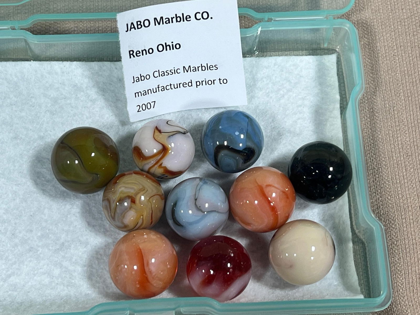 Jabo Classic Marbles produces prior to 2007 Reno OH Lot of 10 Shooters: .