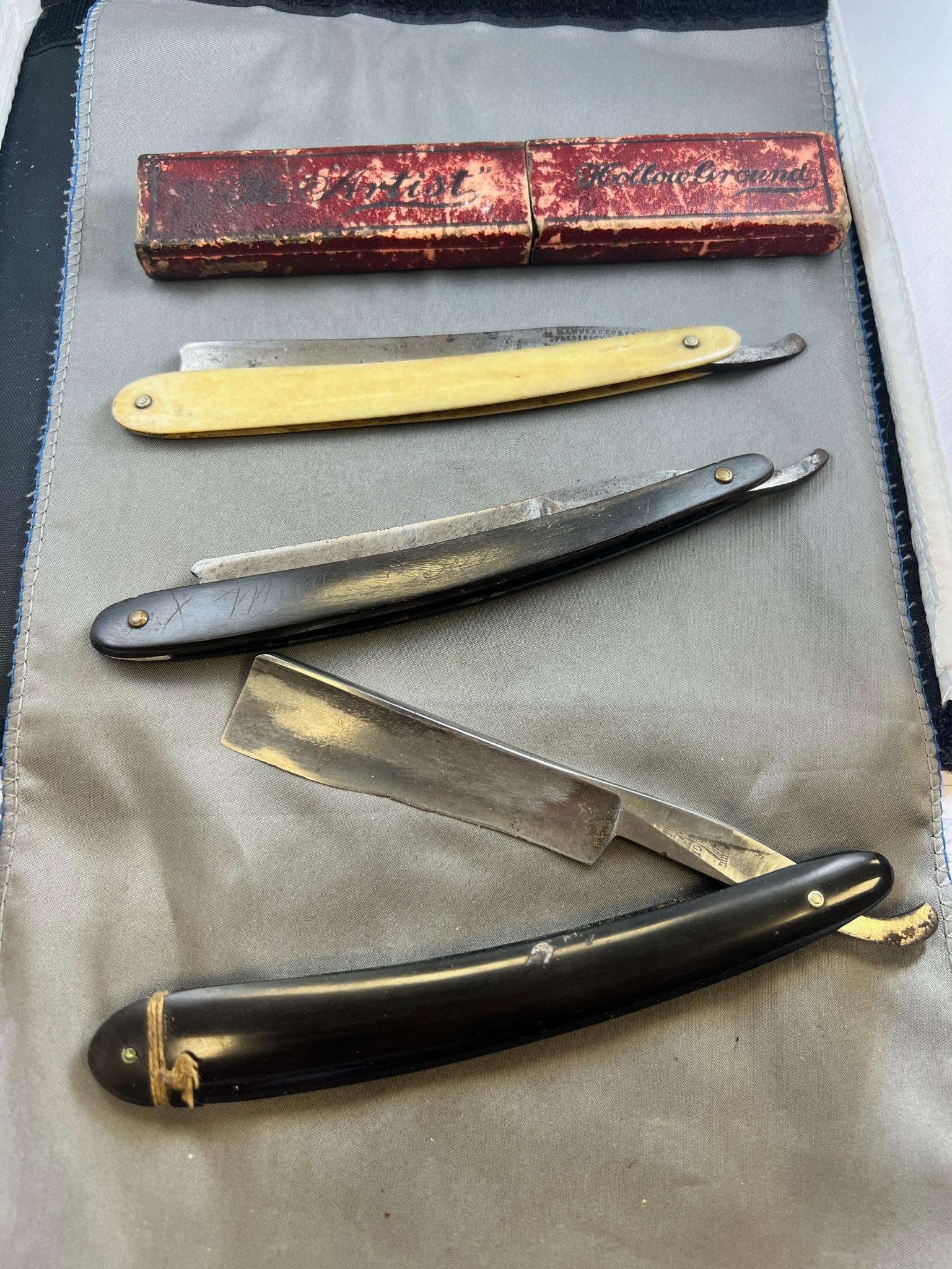 3- Straight Razors and box, Wosternholm among others, nice antique lot (1 of 16)