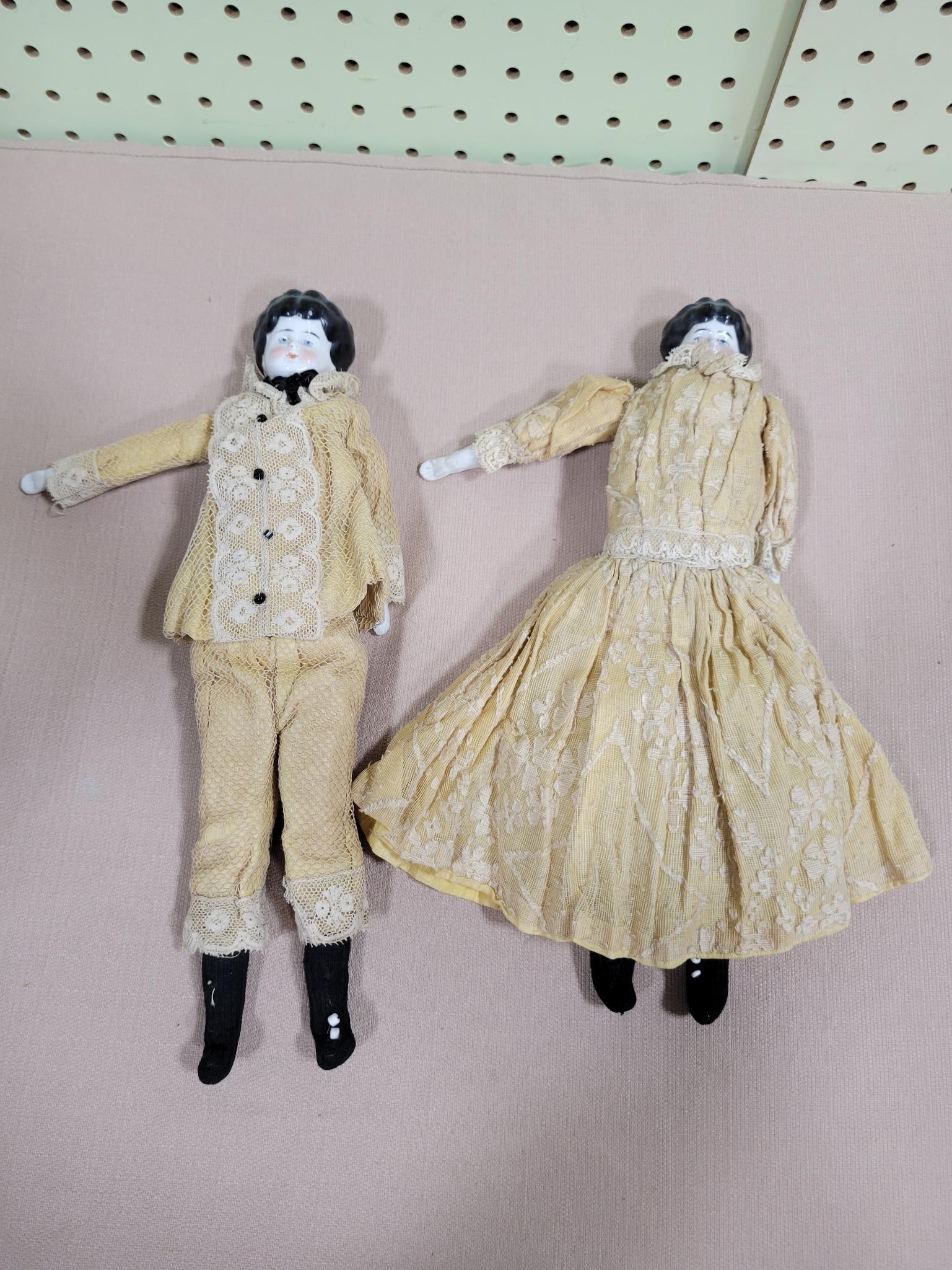 2- Vintage Porcelain Faced Dolls: .