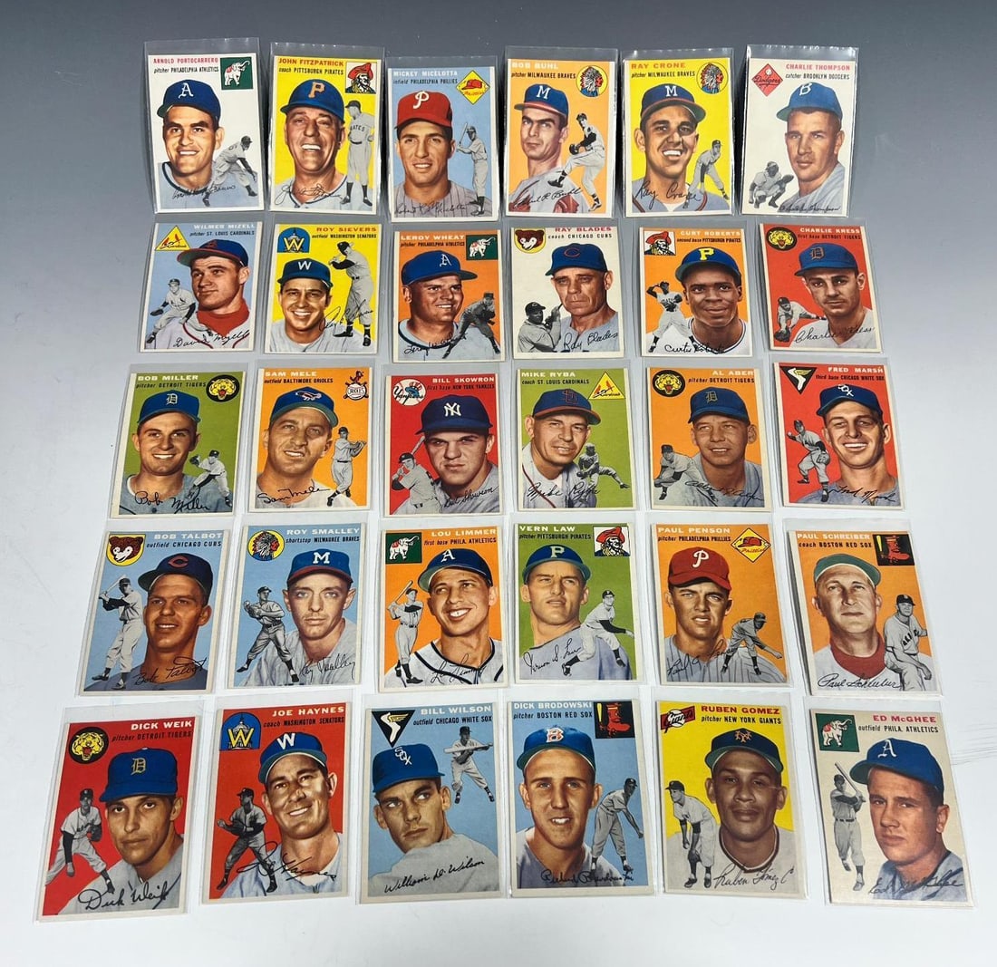 1954 Topps Baseball lot- 30 all #s between 206 and 249, see all pics for cards included, set star... (1 of 14)