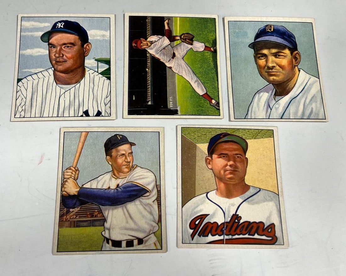 1950 Bowman lot of 5 w/ Early Wynn, Johnny Mize, Ralph Kiner, George Kell, and Robin Roberts (1 of 2)