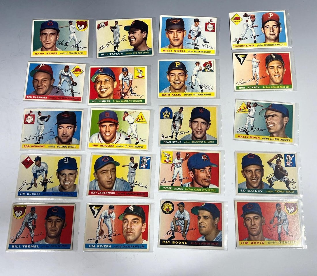 1955 Topps Baseball Card lot of 20 w/ John Sauer and more, see list below (1 of 12)