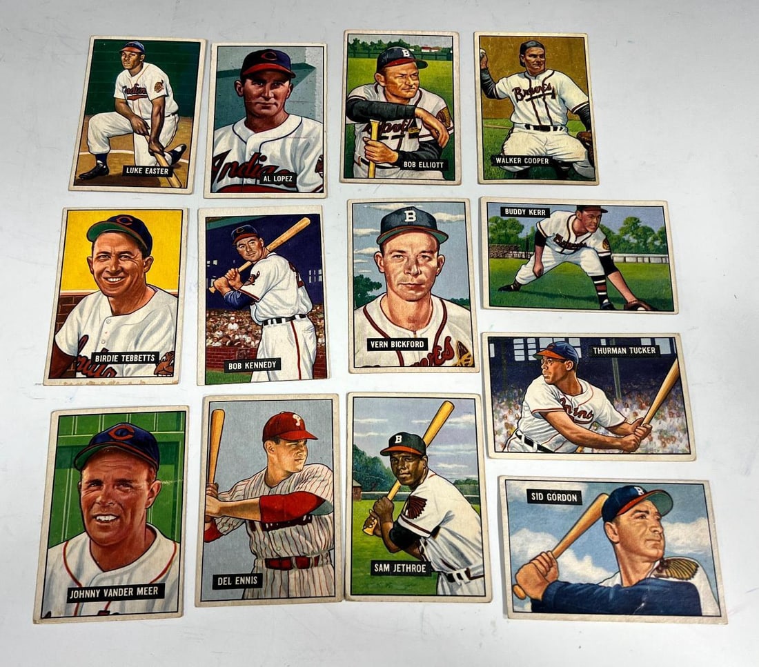 1951 Bowman lot of 13 w/ Vander Meer, Jethro, see list below (1 of 14)