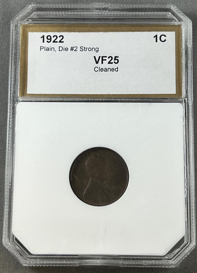1922 Plain Cent, Die #2 Strong, in VF25 Cleaned PCI Holder (1 of 3)