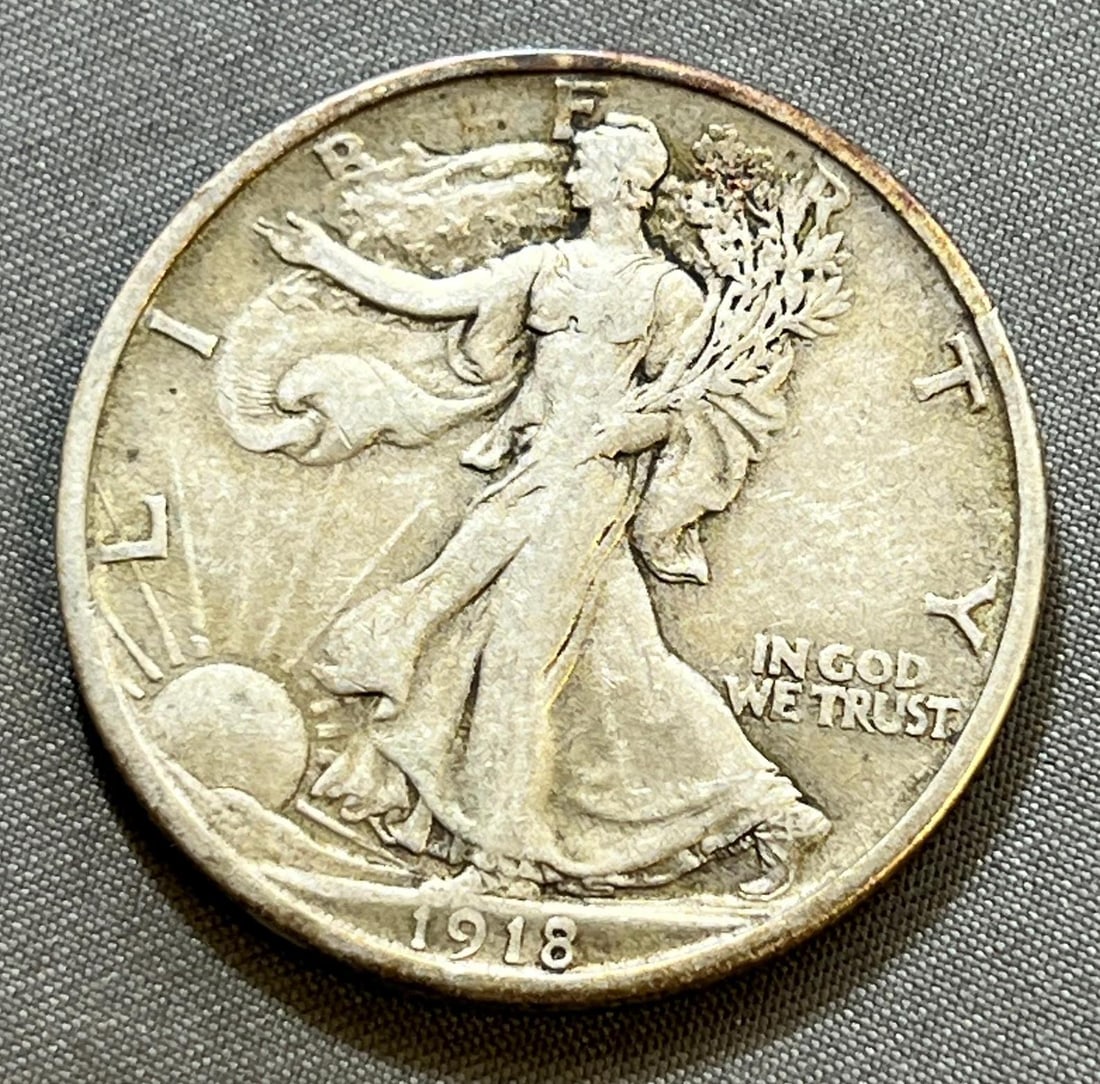 1918-S US Walking Liberty Half Dollar, 90% silver (1 of 2)