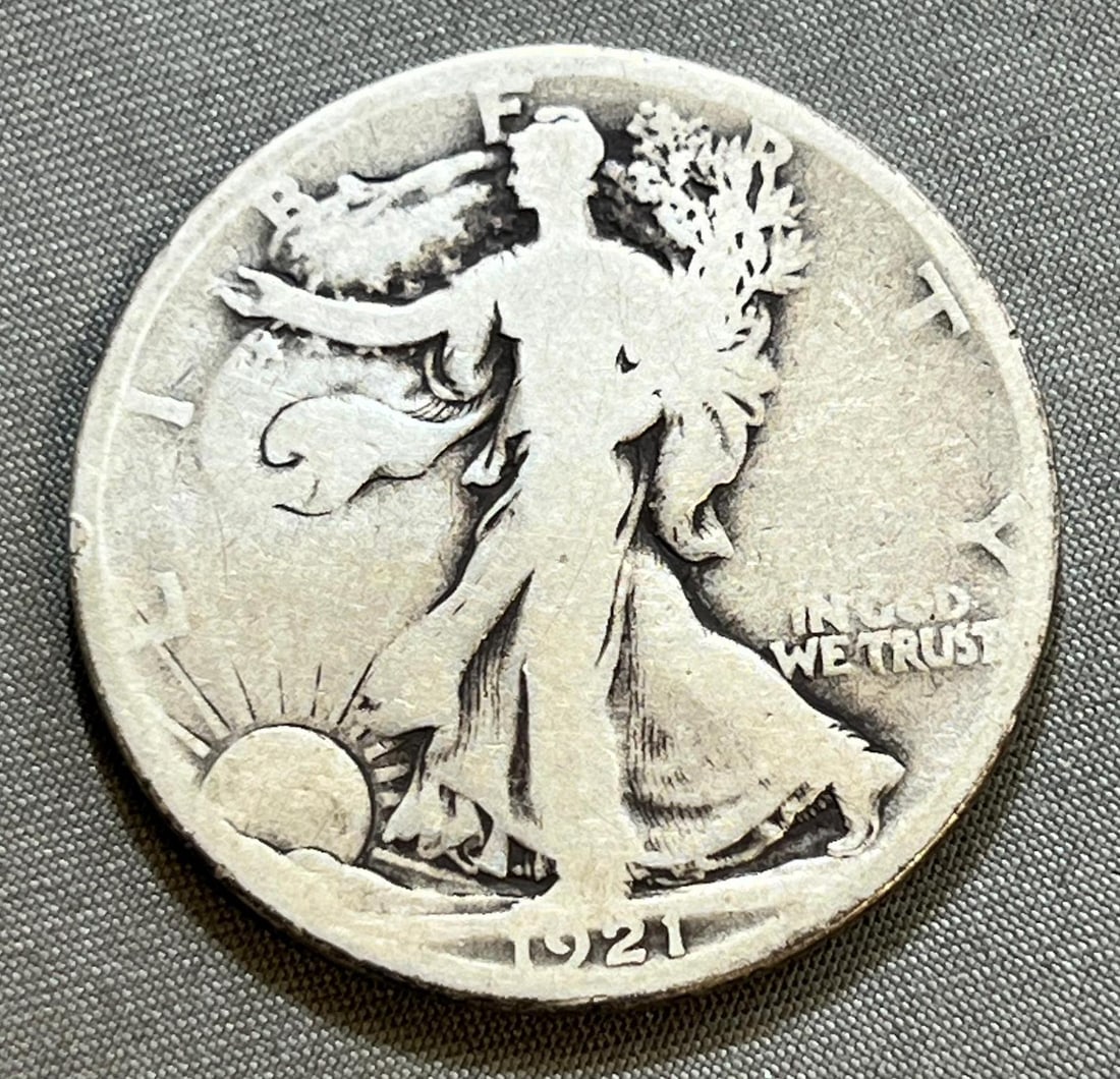 1921-S US Walking Liberty Half Dollar, 90% silver (1 of 2)