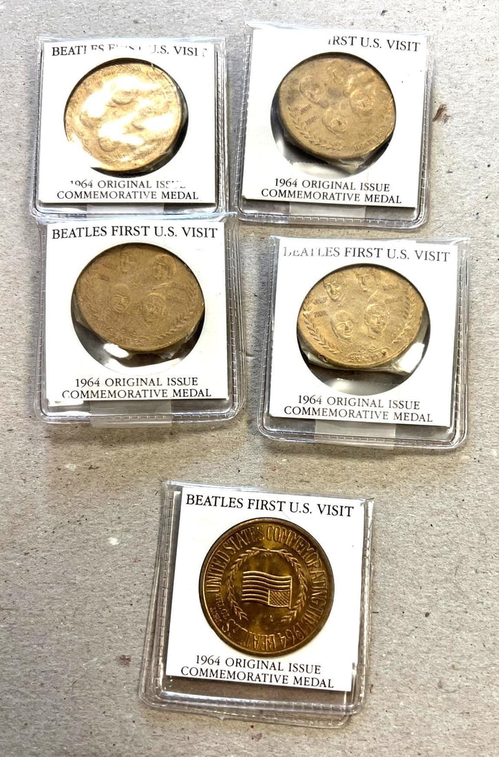 5- Beatles 1964 Commemorative Medals, we took one out of packaging for phots, rest are wrapped (1 of 2)