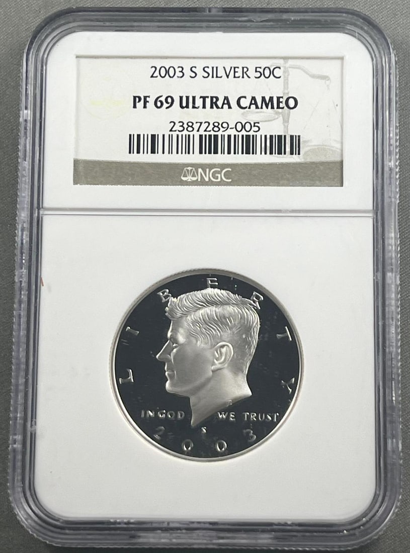 2003-S Silver Kennedy Half Dollar in PF69 Ultra Cameo NGC Holder (1 of 2)