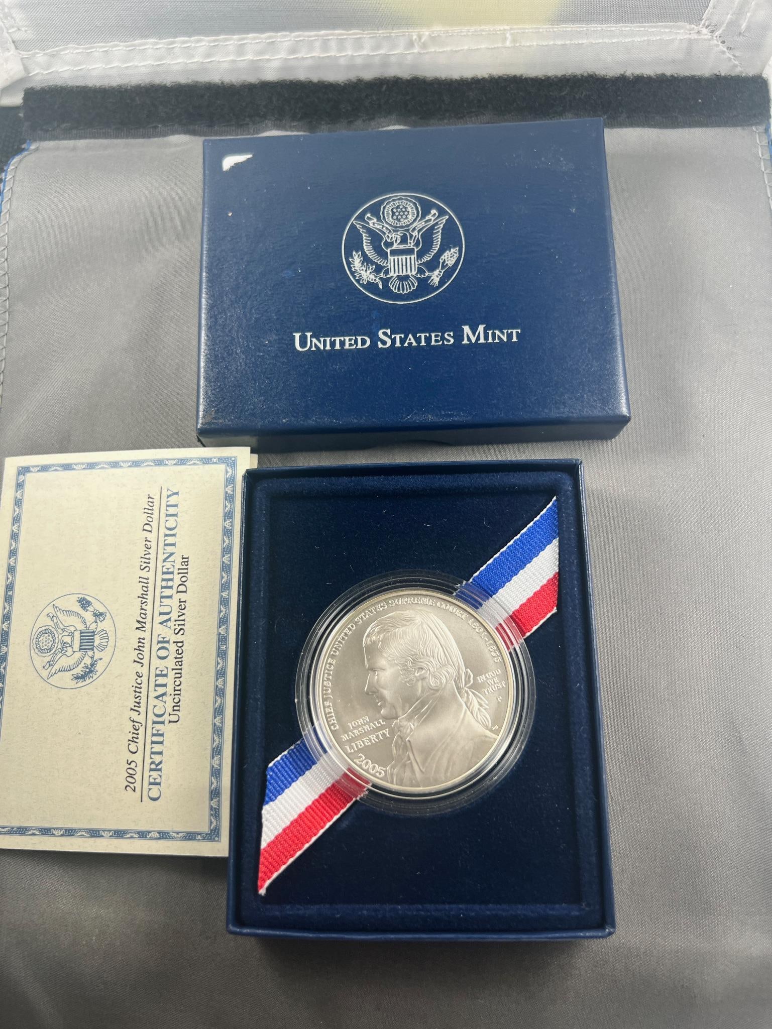 2005 Chief Justice John Marshall Commemorative Silver Dollar, 90% Silver