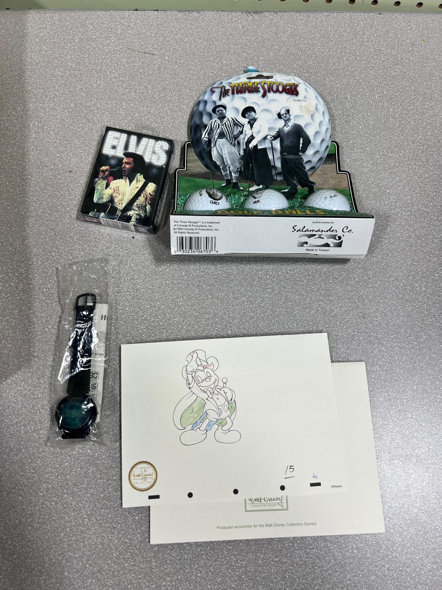 Elvis Playing Cards, 3 Stooges golf balls & Walt Disney Collector's Mickey (1 of 5)