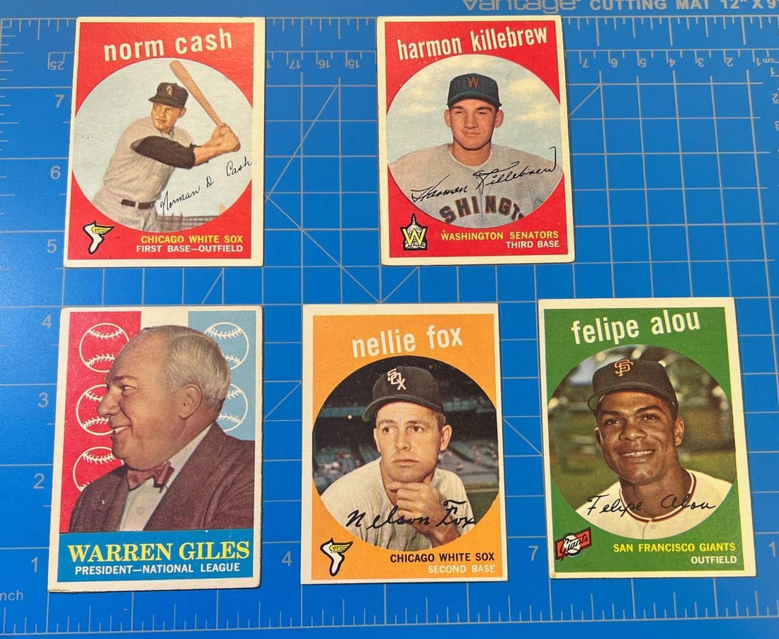 1959 Topps Baseball lot of 5 w/ Alou, Killebrew (1 of 2)