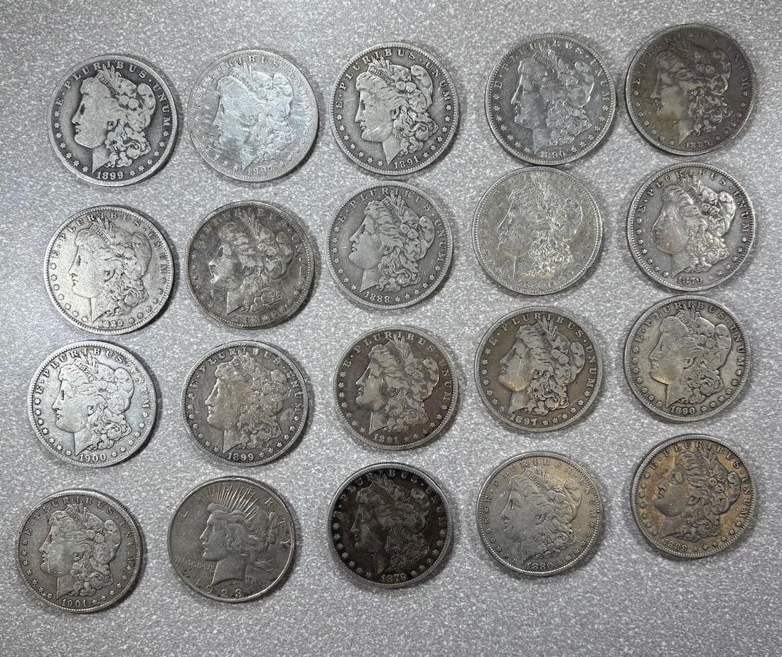 SILVER STACKER ALERT! 20 MIXED DATE 90% SILVER DOLLARS, SEE LIST BELOW, SELLS ALL ONE MONEY! (1 of 14)