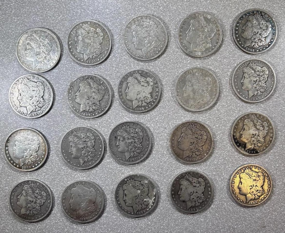 SILVER STACKER ALERT! 20 MIXED DATE 90% SILVER MORGAN DOLLARS, SEE LIST BELOW, SELLS ALL ONE MONEY! (1 of 12)
