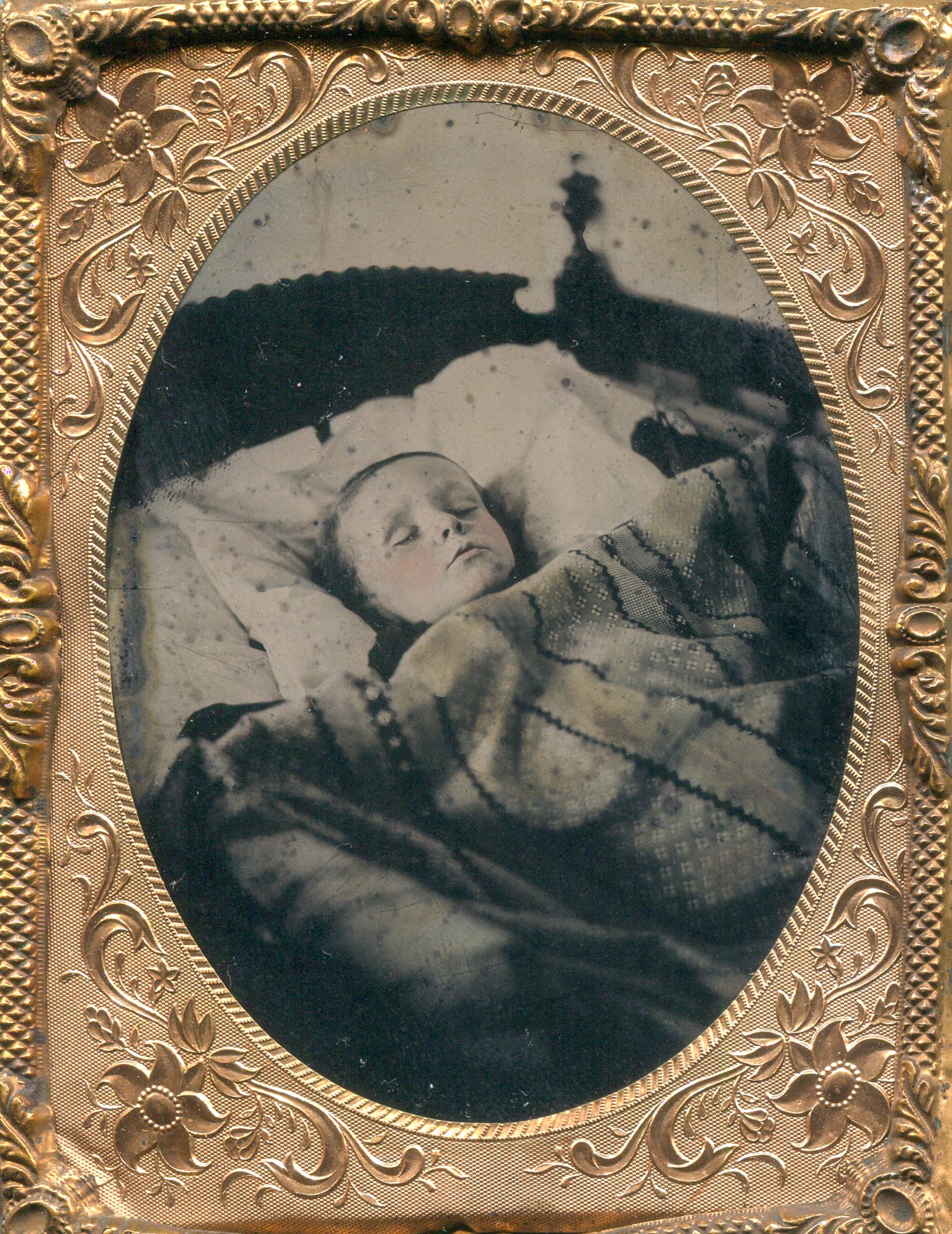 Post Mortem Tintype of a Young Child in a Crib (1 of 1)