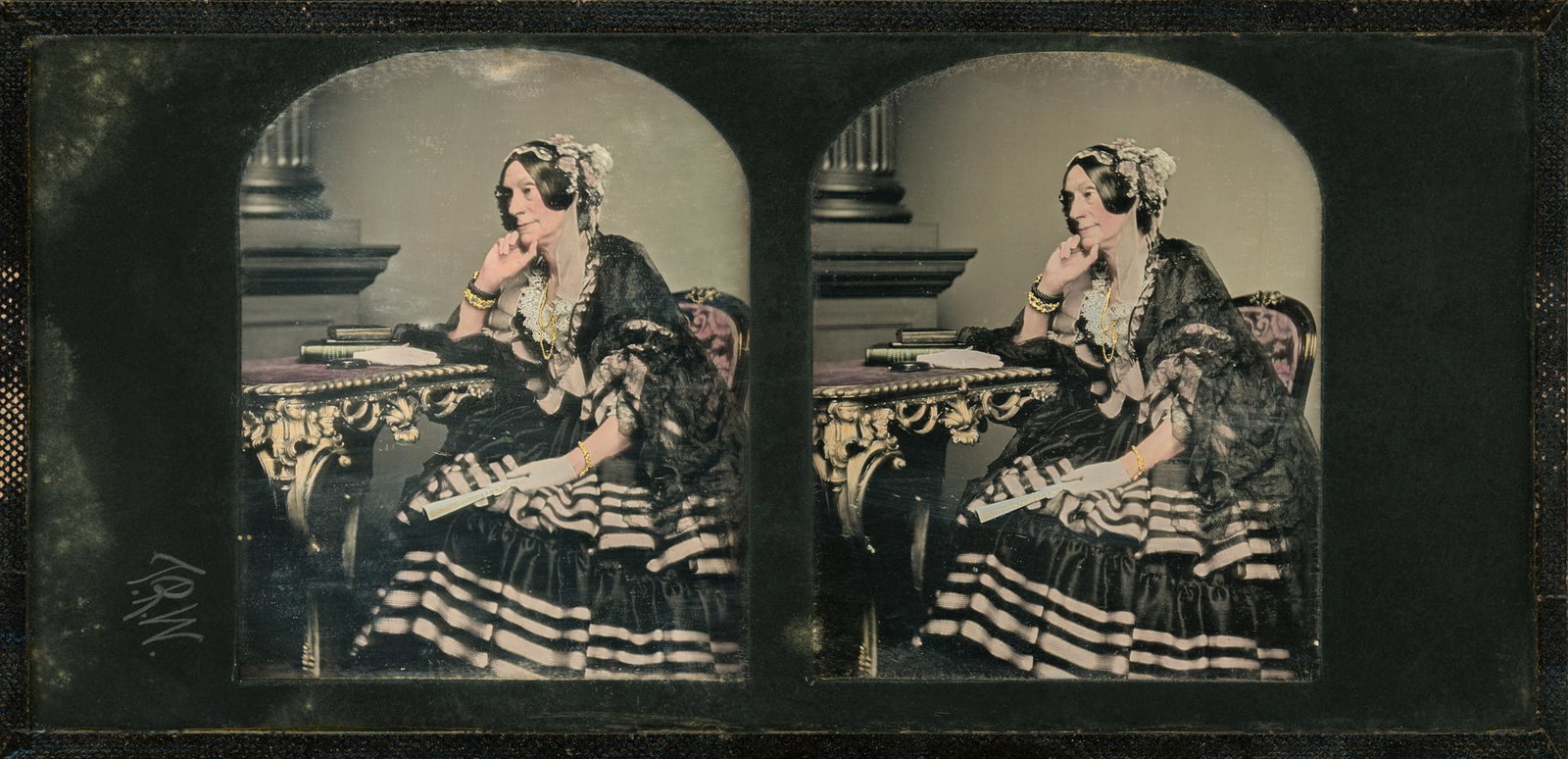 Tinted Stereoview Daguerreotype of Woman by TR Williams (1 of 4)