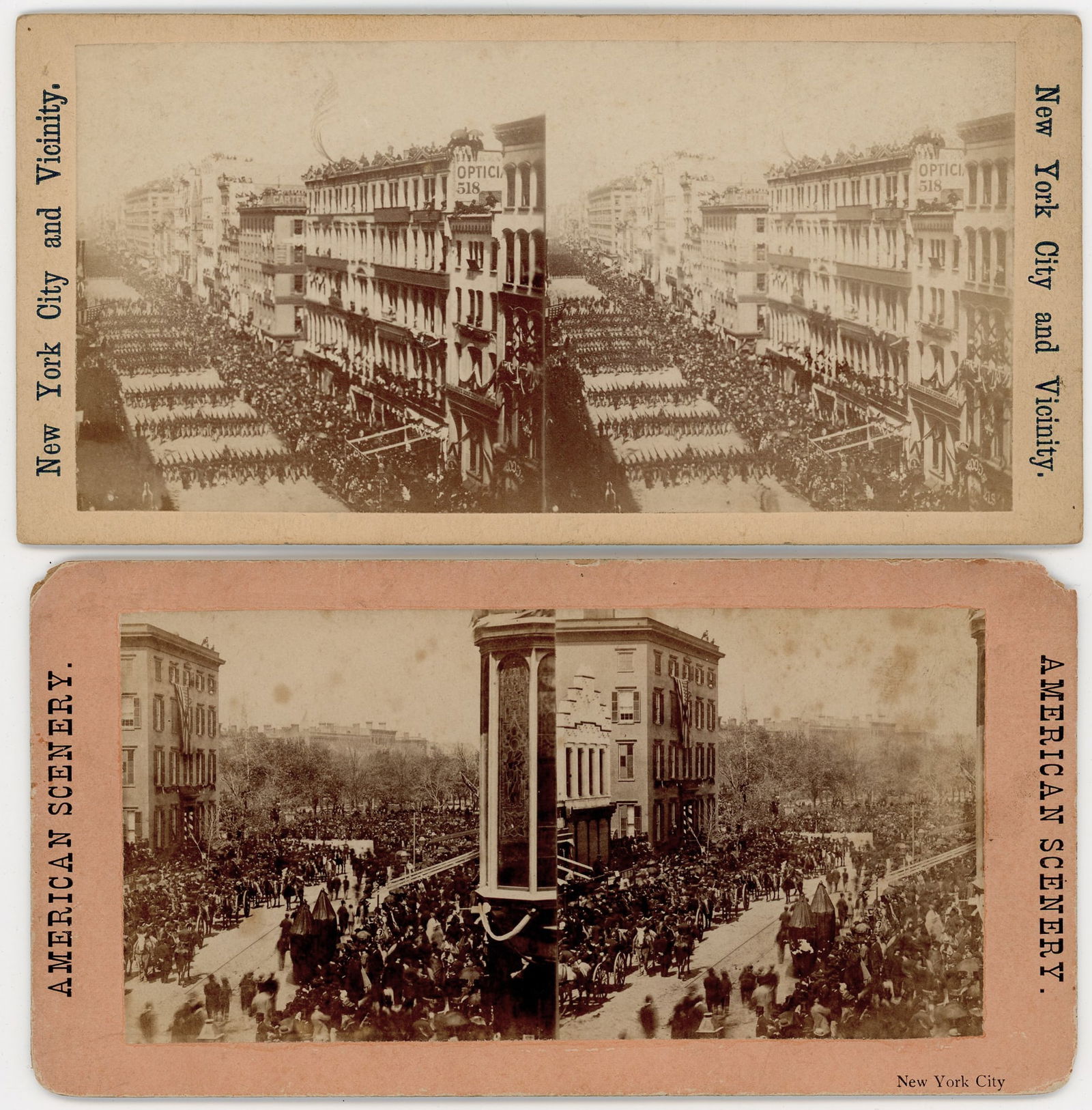Pair of Historic Stereoviews of Lincoln's Funeral Procession (1 of 2)