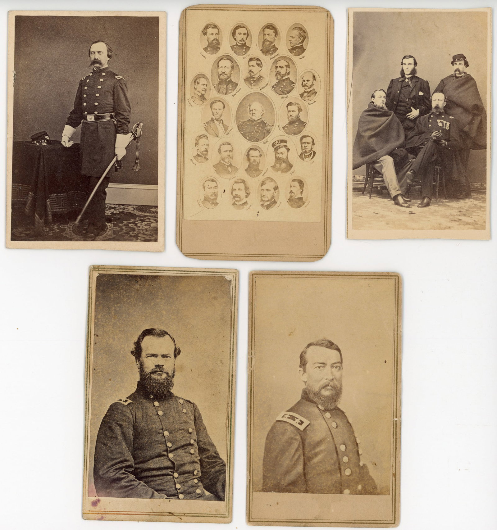 Five CDVs of Civil War Generals with Notes on Backs (1 of 2)