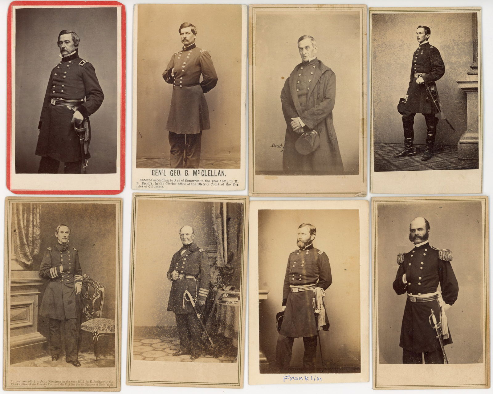 Eight CDVs of Important Civil War Generals (1 of 2)