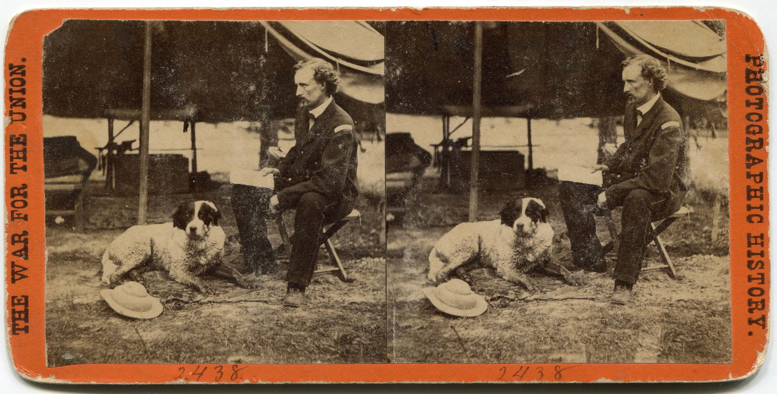 Stereoview of General Custer at His Headquarters (1 of 2)