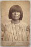 Cabinet card of Mojave woman with facial tattoos and beadwork