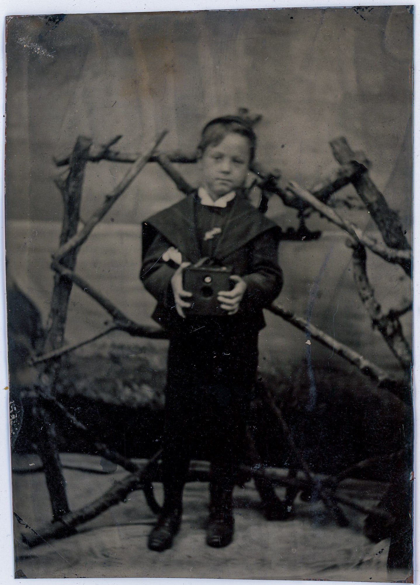 Tintype of a Young Boy with Box Camera (1 of 1)