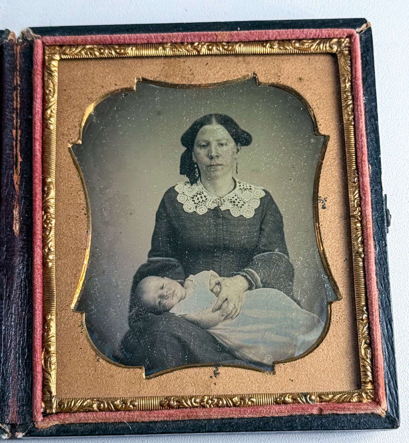 Daguerreotype Post-Mortem Portrait of a Mother and Child (1 of 3)